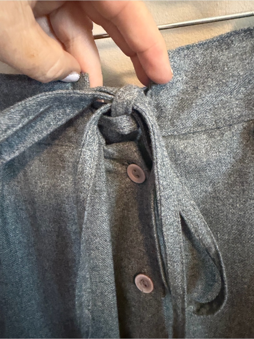Esprit Vintage Wool Midi button up Skirt Grey 7-8 - Picture 3 of 11